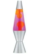 Lava Lite 21250400US2125 Lava The Original Silver Base Lamp with Yellow Wax in Purple Liquid, 14.5", Yellow/Purple