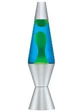 Lava Lite 2124 the Original 14.5-Inch Silver Base Lamp with Yellow Wax in Blue Liquid