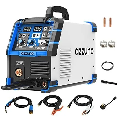 AZZUNO 200A MIG Welder,110V/220V Dual Voltage multiprocess welder,Gas Gasless MIG Welding Machine,4 in 1 Flux MIG/Solid Wire/Li...