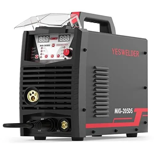 YESWELDER Digital MIG-205DS MIG Welder,200Amp 110/220V Dual Voltage, Gas Gasless MIG Welding Machine MIG/Lift TIG/ARC 3 in 1 Mu...
