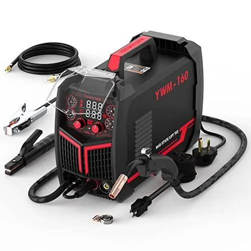 YESWELDER Gas Gasless 160A multiprocess MIG Welder，Flux Cored/MIG/Lift TIG/Stick ARC Welder 4 in 1 Welding Machine，Synergic Con...